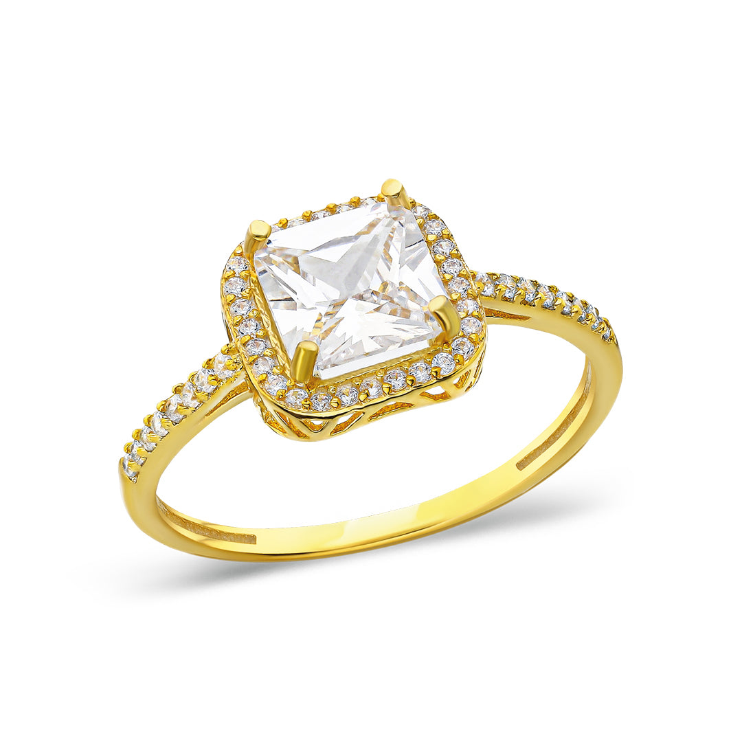 Square Baguette Solitaire Ring - 925 SILVER