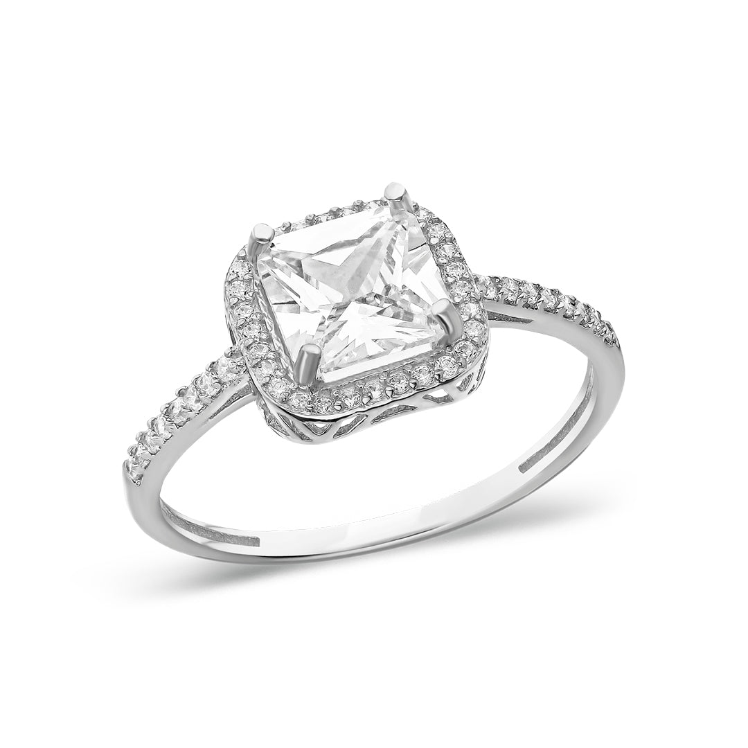 Square Baguette Solitaire Ring - 925 SILVER