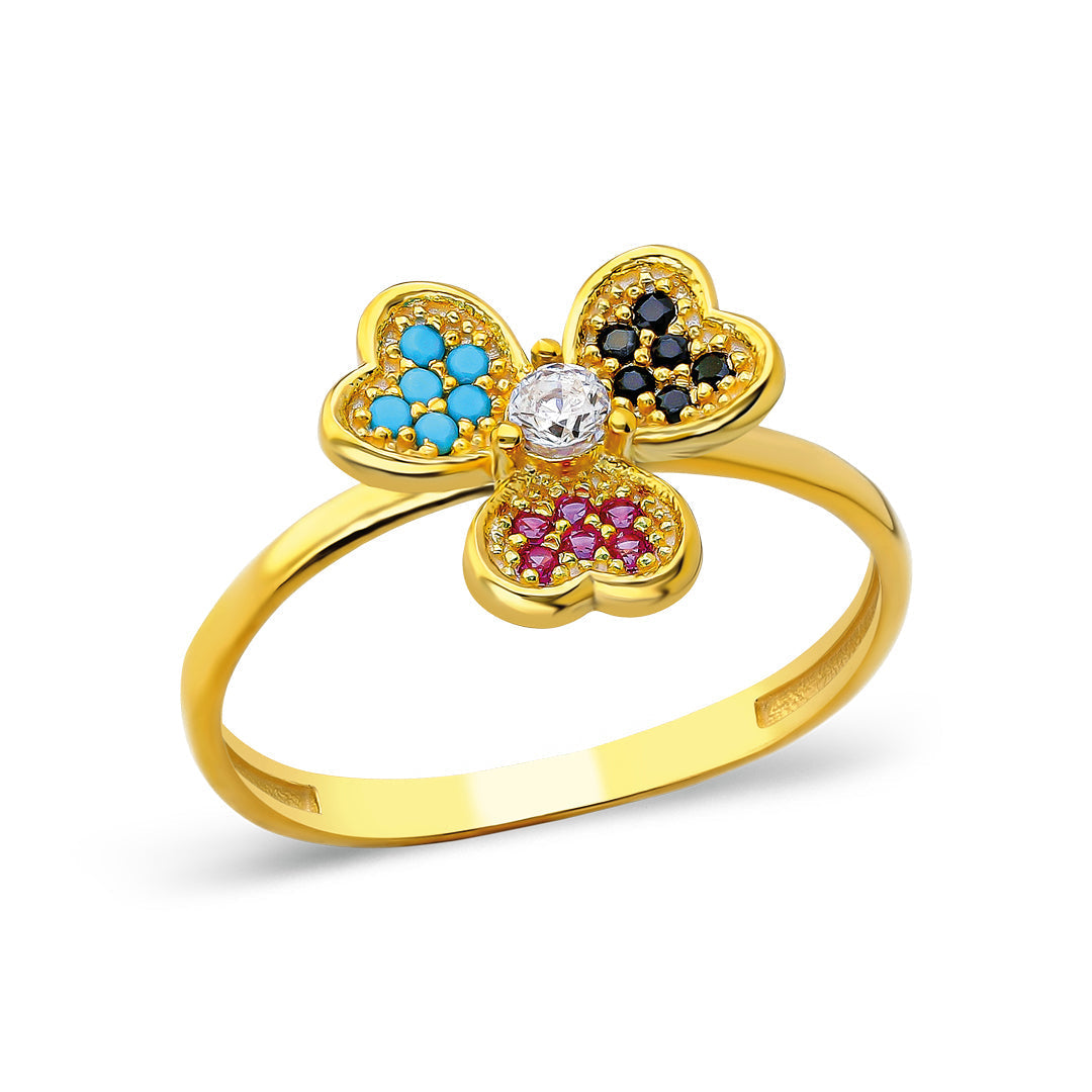 BUNTE KLEE RING | 925 SILBER