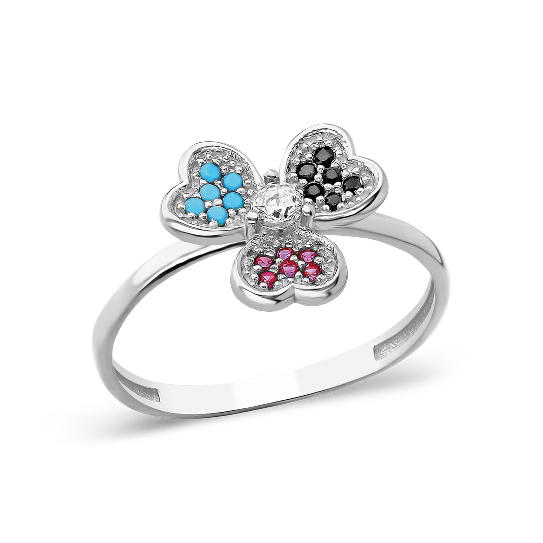 BUNTE KLEE RING | 925 SILBER