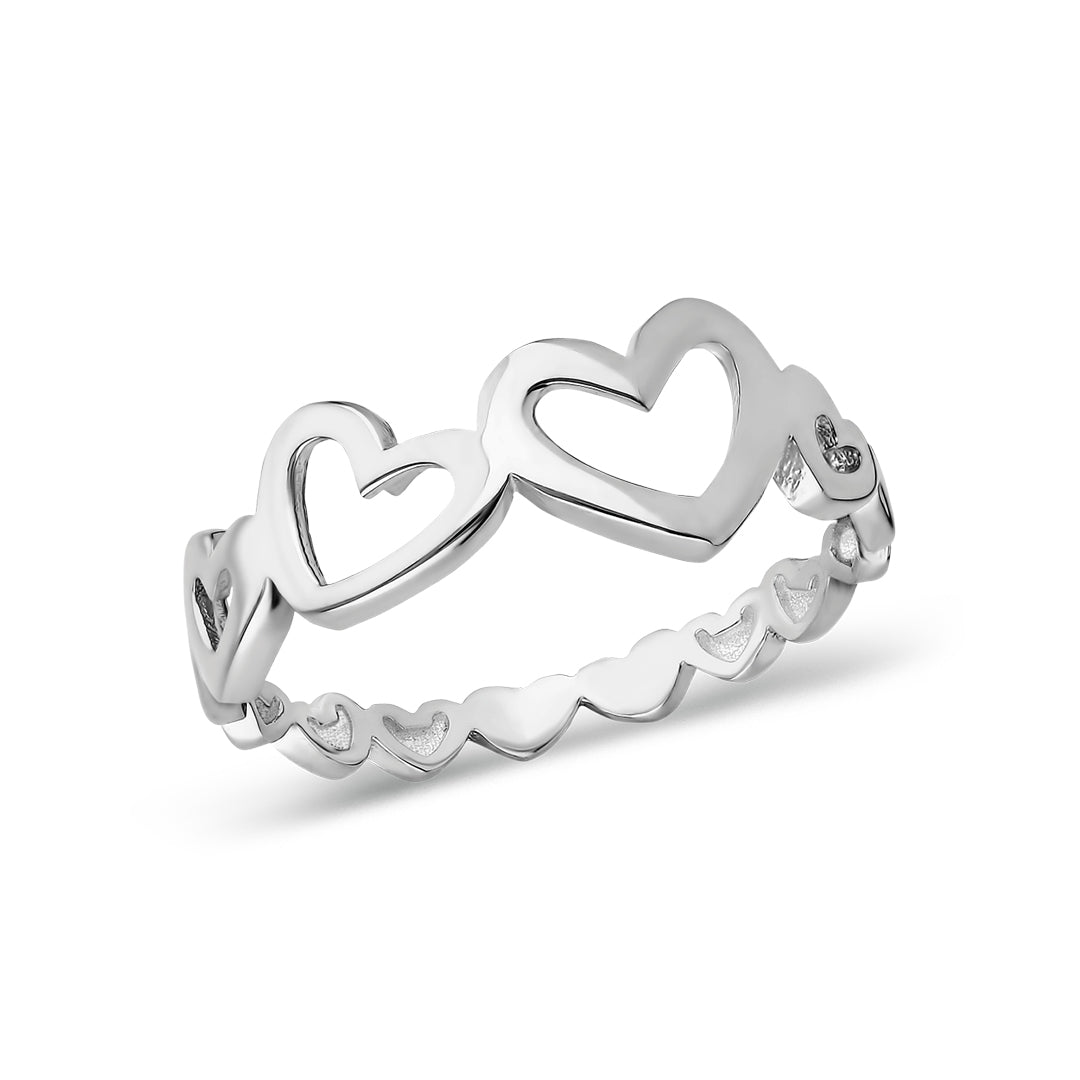 Heart Row Ring - 925 SILVER