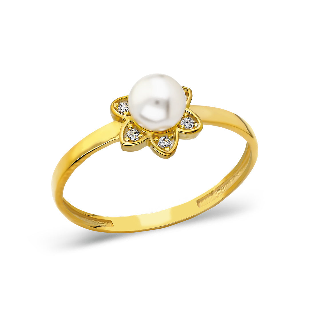 PERLEN BLUMEN RING | 925 SILBER