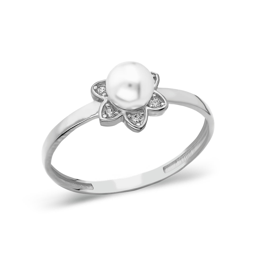 PERLEN BLUMEN RING | 925 SILBER