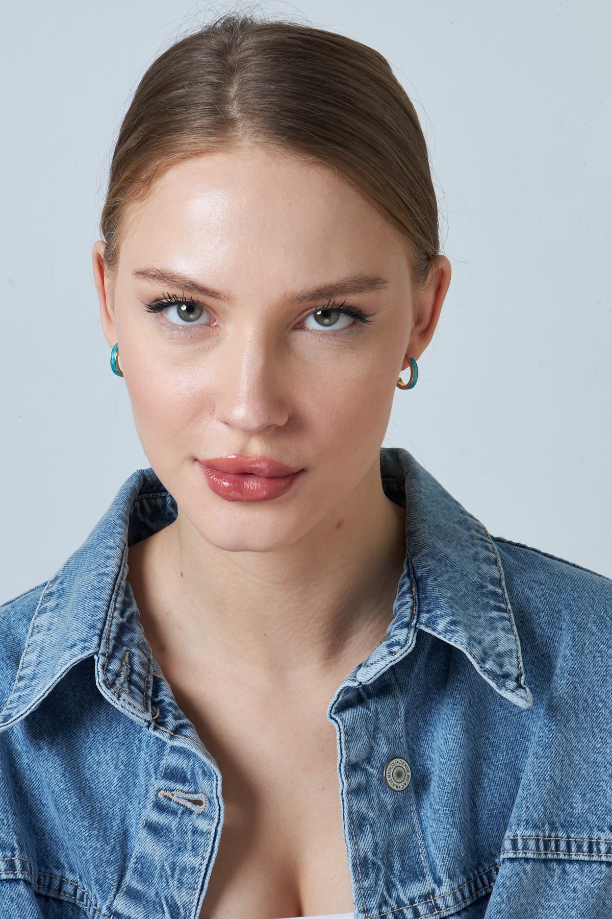 Circle Blue Hoop Earrings - 925 SILVER