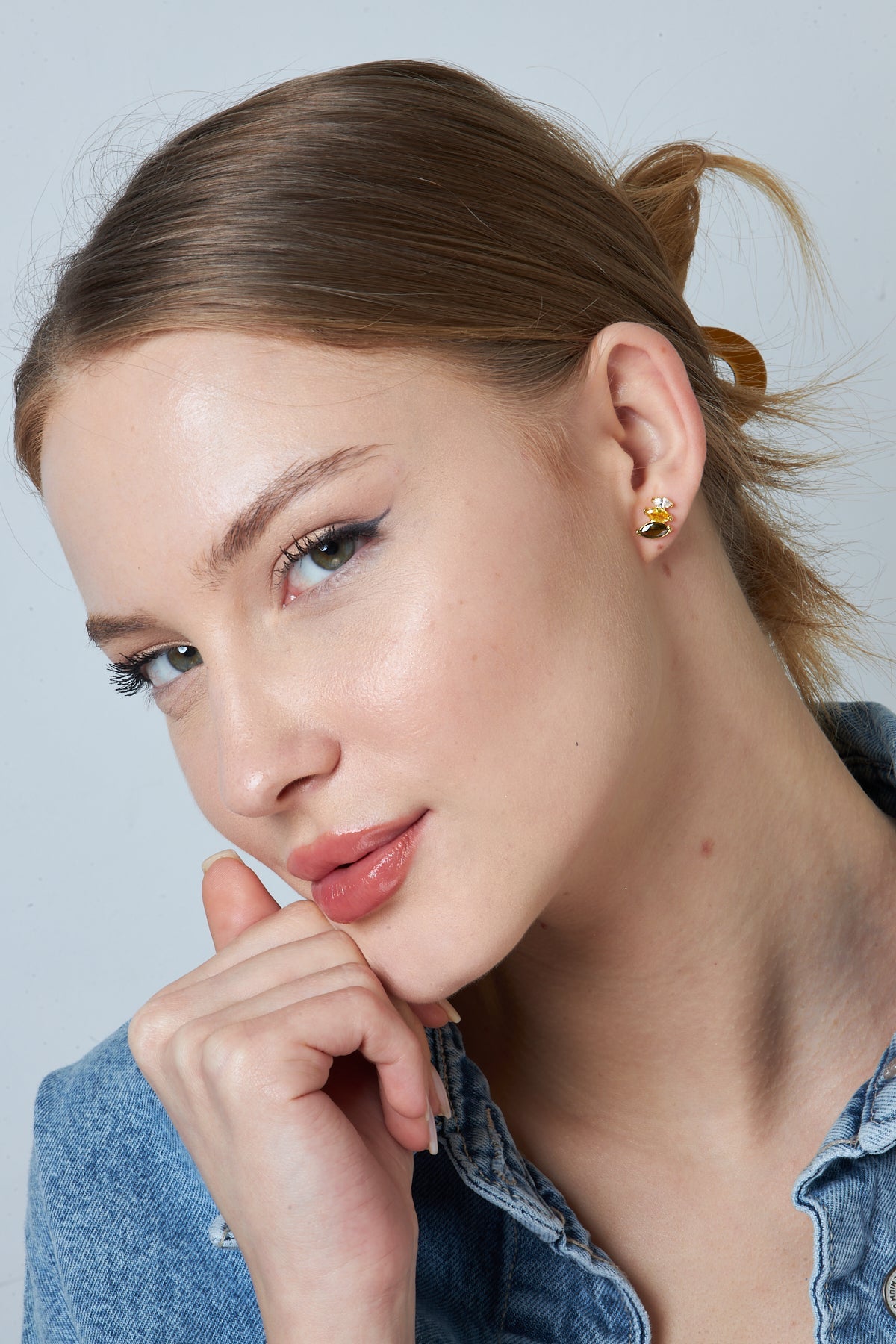 Colorful Stone Drop Earrings - 925 SILVER