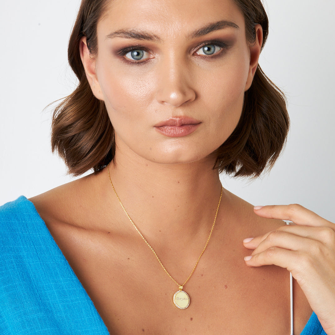 Framed Nameplate Necklace - 925 Silver