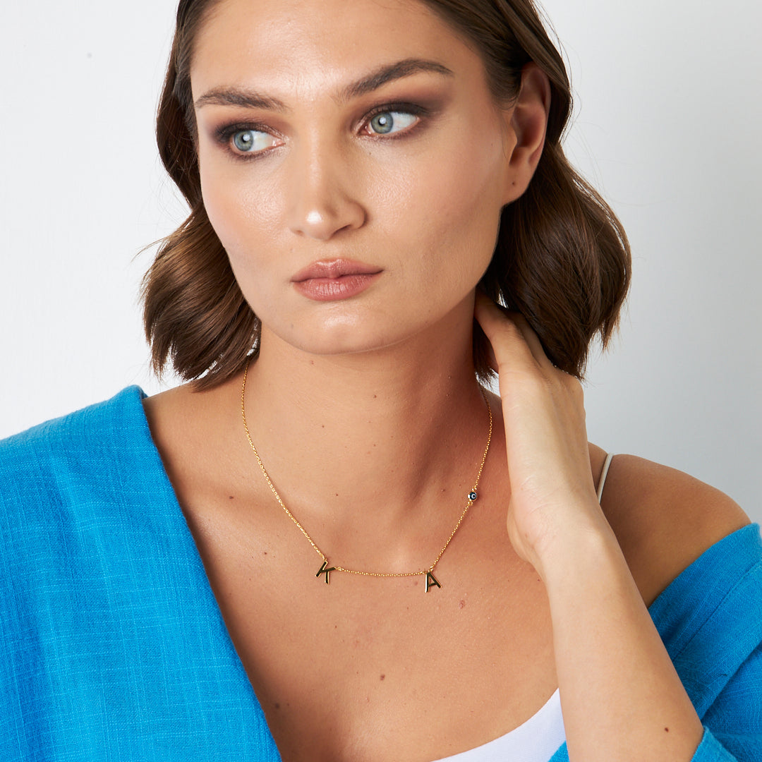 Evil Eye Letter Necklace - 925 Silver