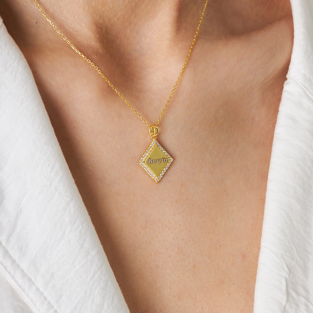 Diamond Necklace with Initials - 925 Silver