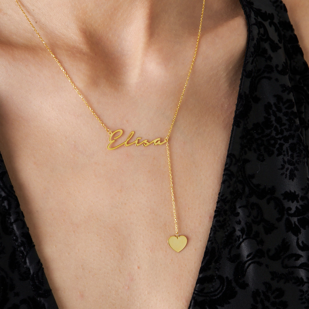Heart-shaped Name Necklace - 925 Silver