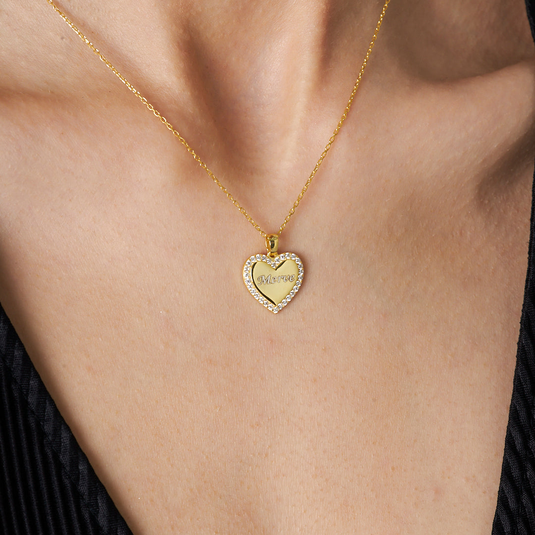 Heart Name Necklace with Letters - 925 Silver