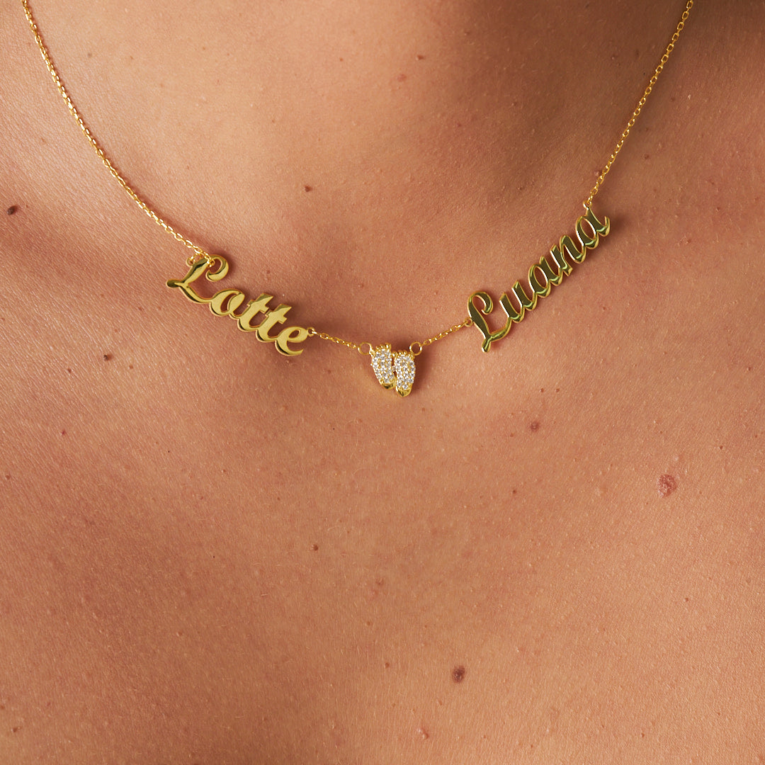 Two Name Footprint Necklace - 925 Silver