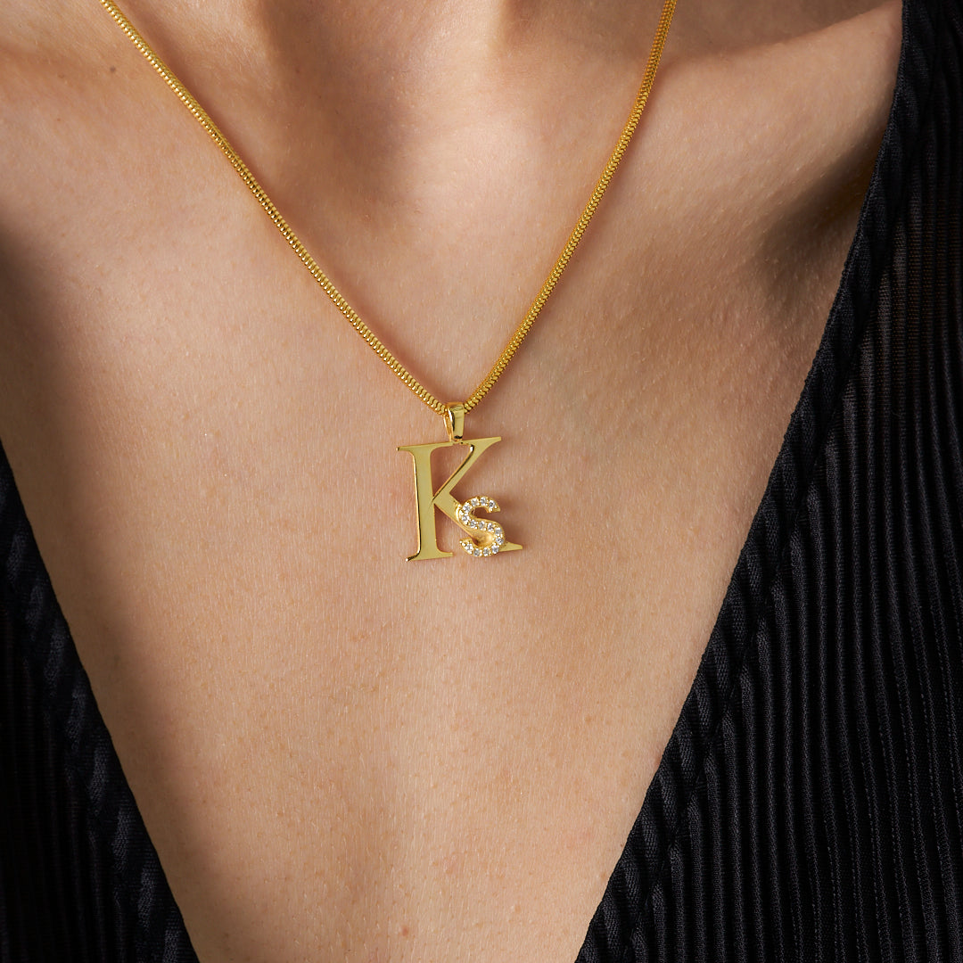 Uppercase and Lowercase Letter Combination Necklace - 925 SILVER