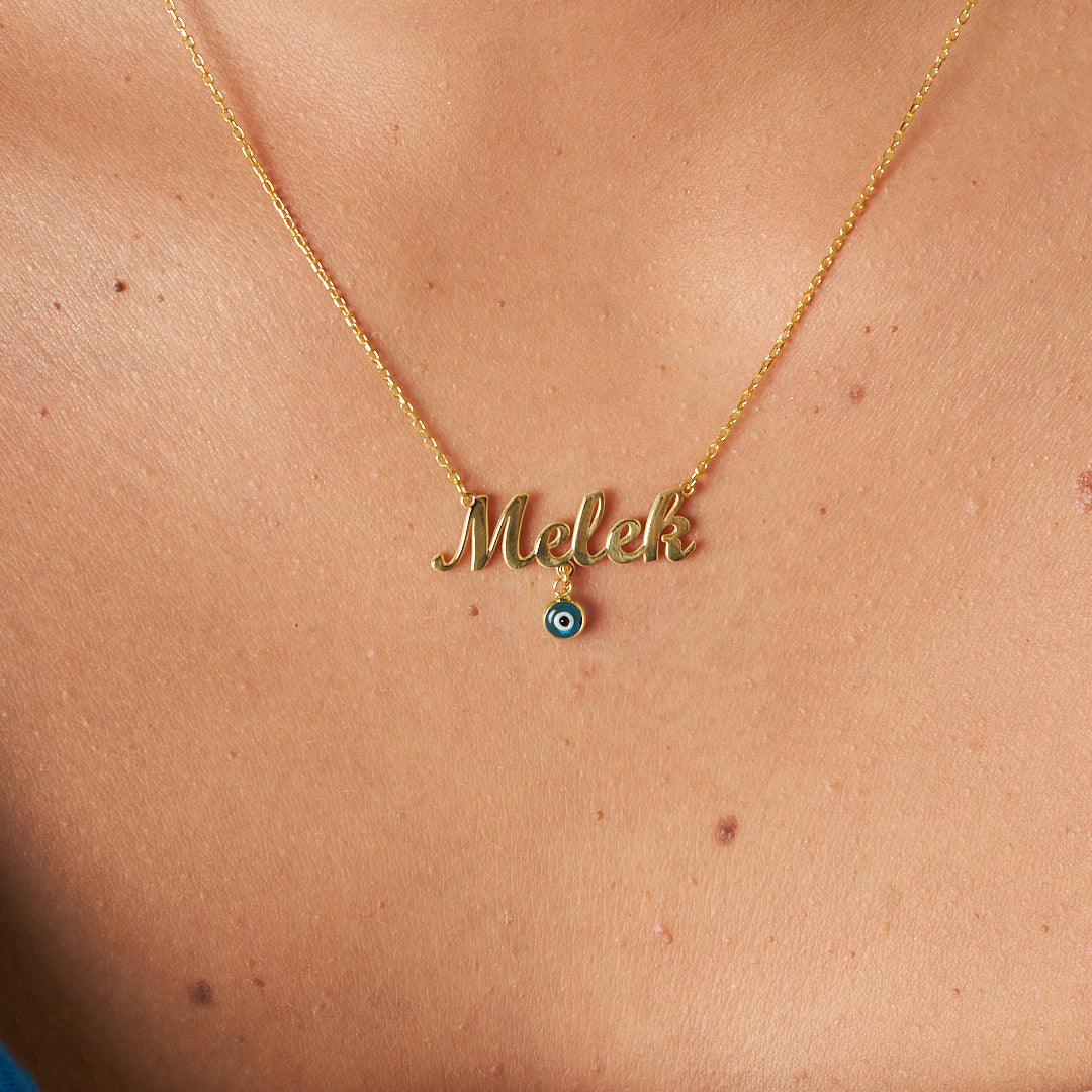 Evil Eye Beaded Name Necklace - 925 Silver