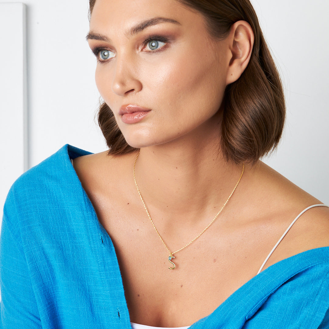 Evil Eye Letter Necklace - 925 Silver