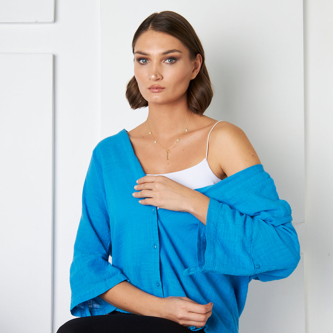 Evil Eye Beaded Handwritten Necklace - 925 Silver