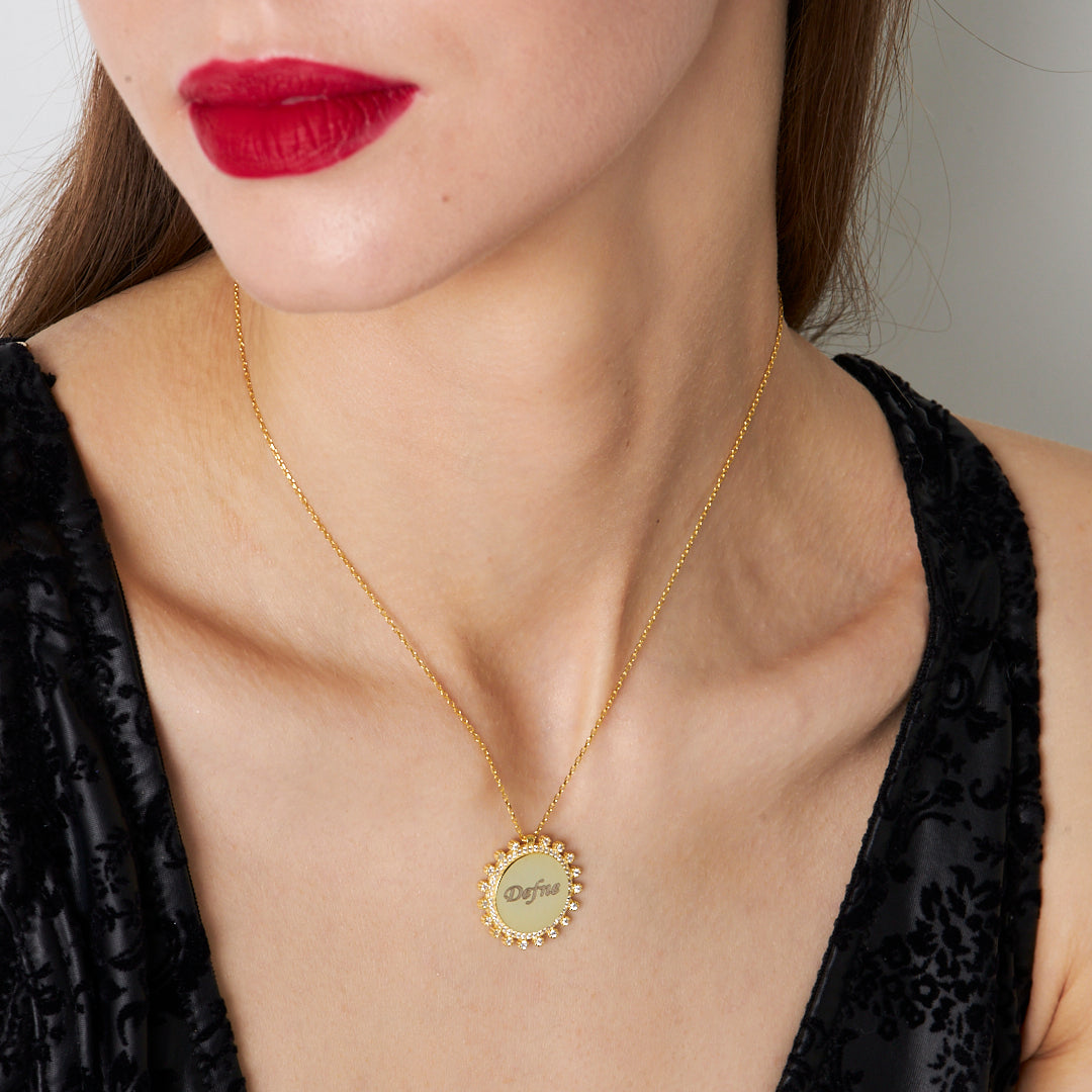 Name Necklace with Letter Stone - 925 Silver