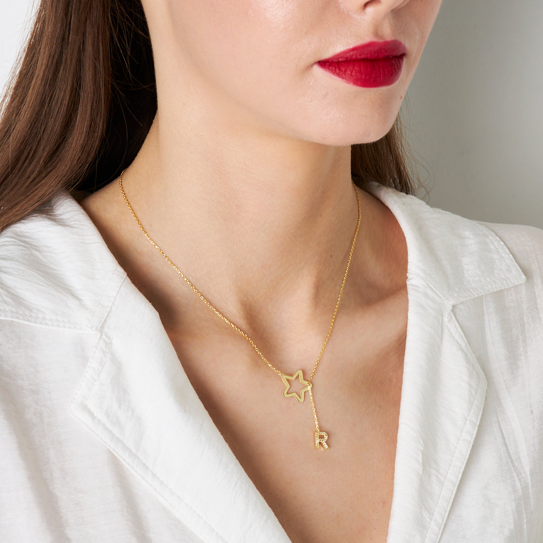 Star Letter Necklace - 925 Silver