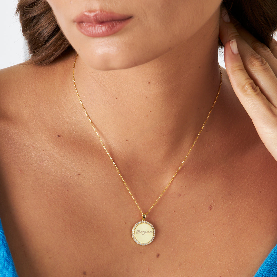 Framed Nameplate Necklace - 925 Silver