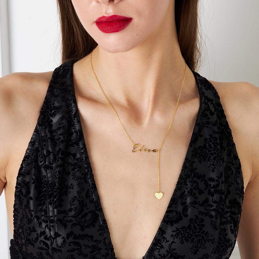 Heart-shaped Name Necklace - 925 Silver