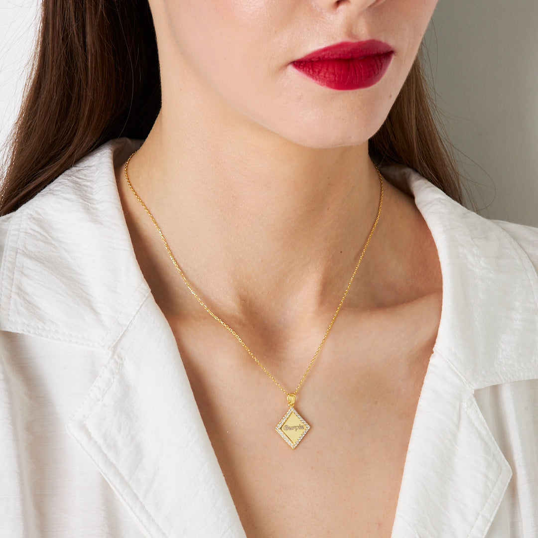 Diamond Necklace with Initials - 925 Silver