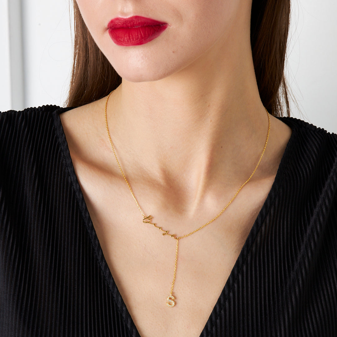 Letter Name Y Necklace - 925 Silver