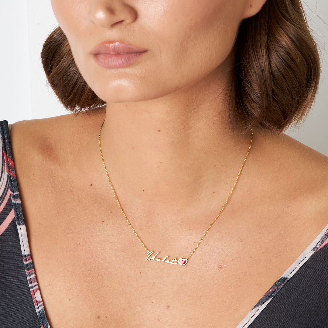 Red Heart Name Necklace - 925 SILVER