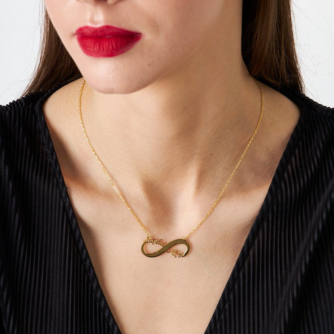 Two Name Infinity Necklace - 925 SILVER