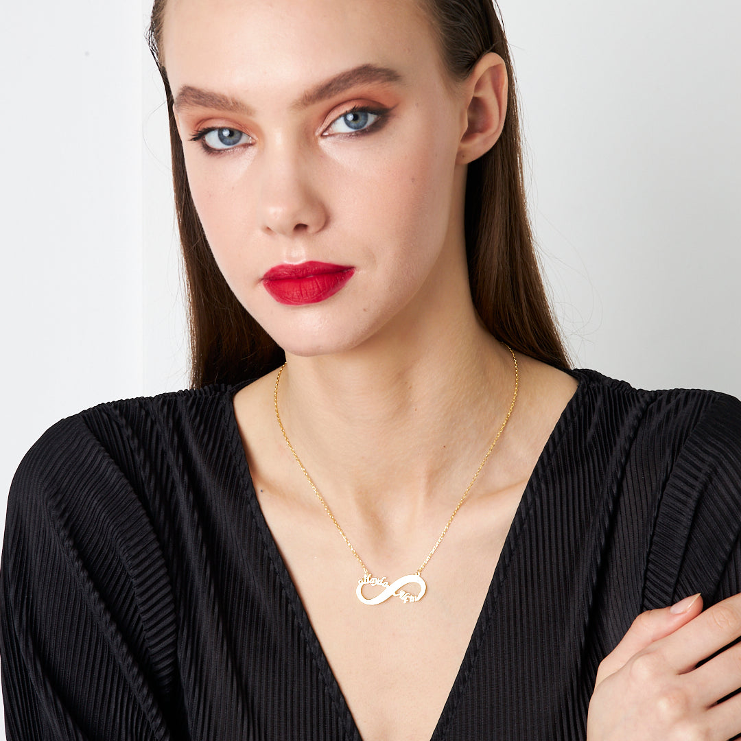 Two Name Infinity Necklace - 925 SILVER