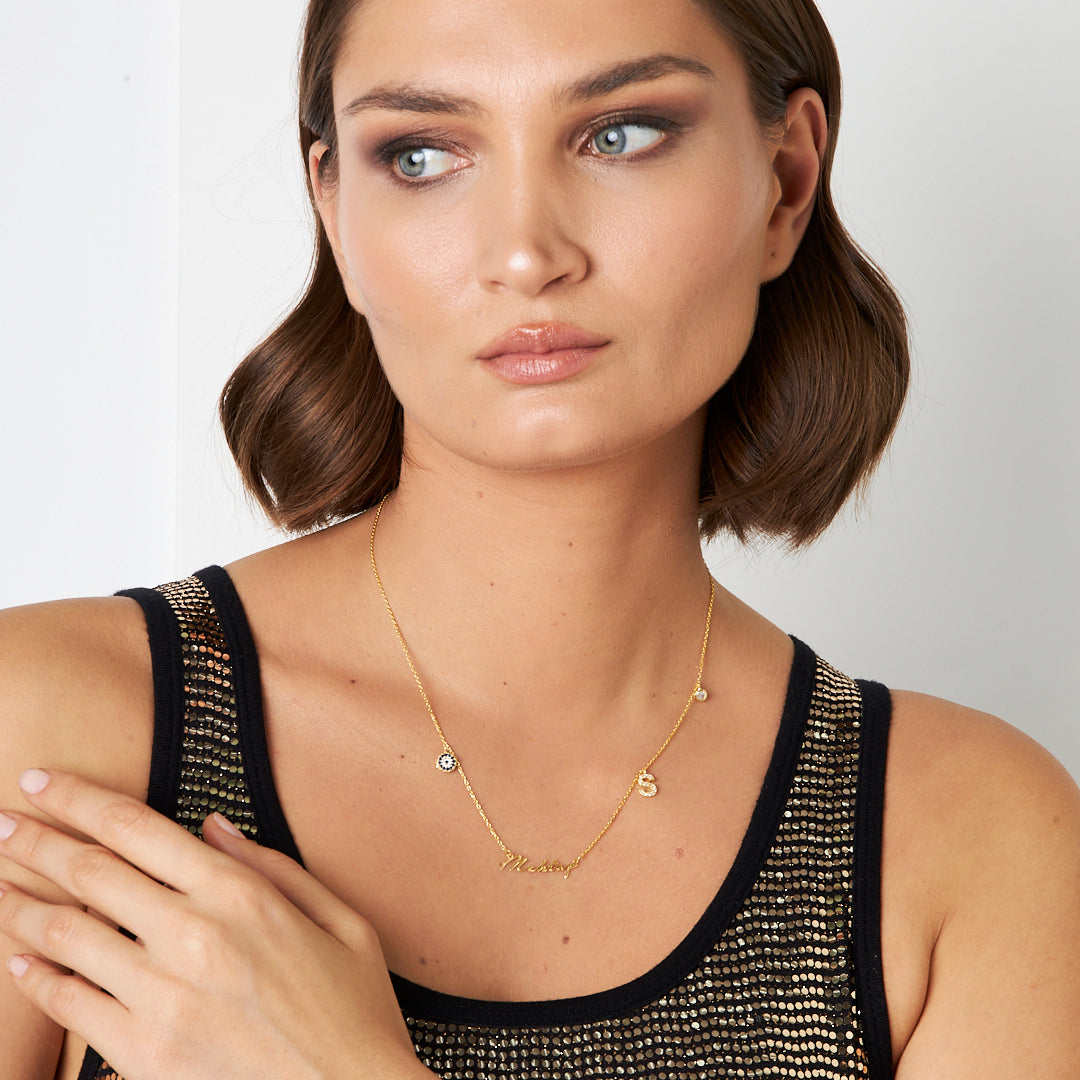 Evil Eye Names and Letters Necklace - 925 Silver