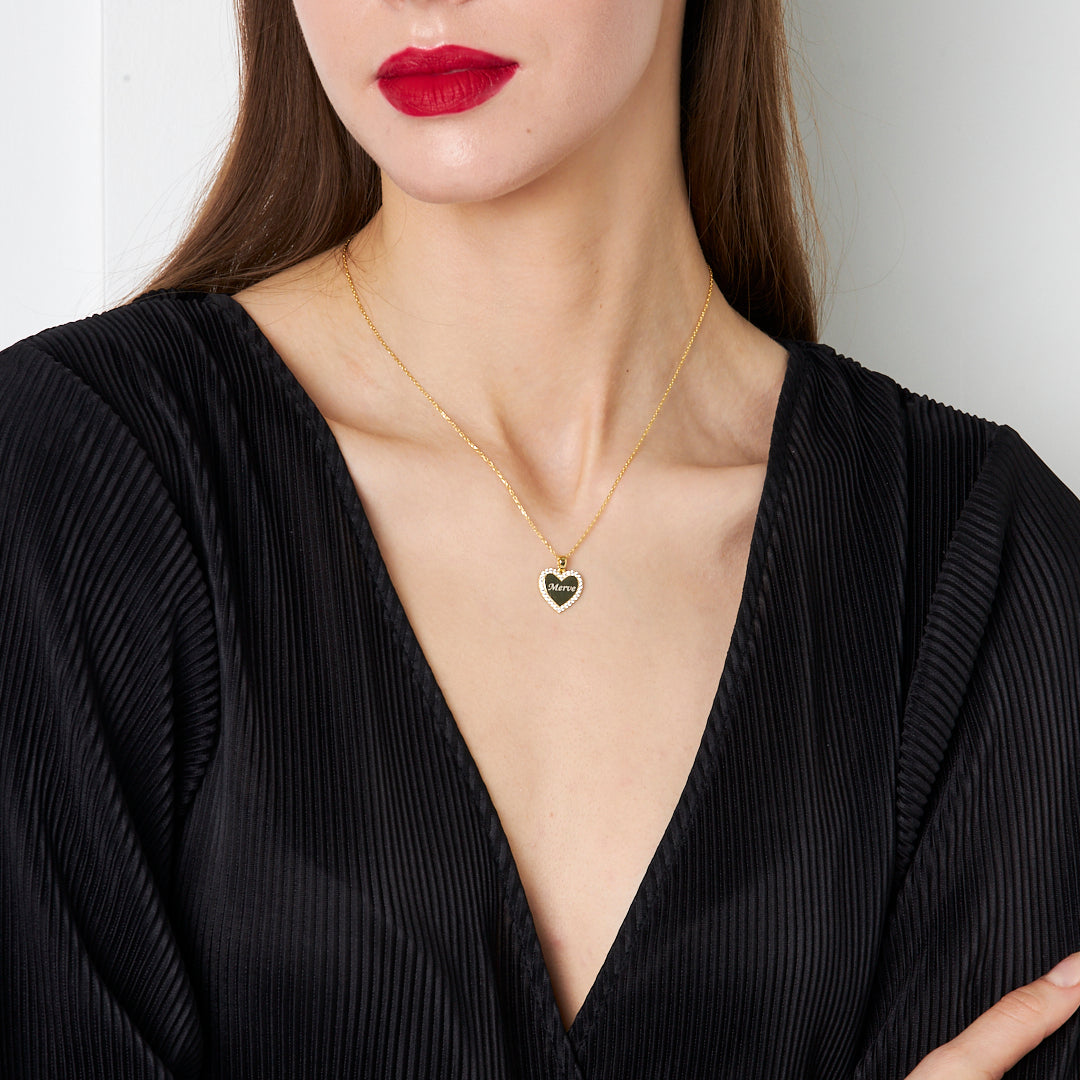 Heart Name Necklace with Letters - 925 Silver