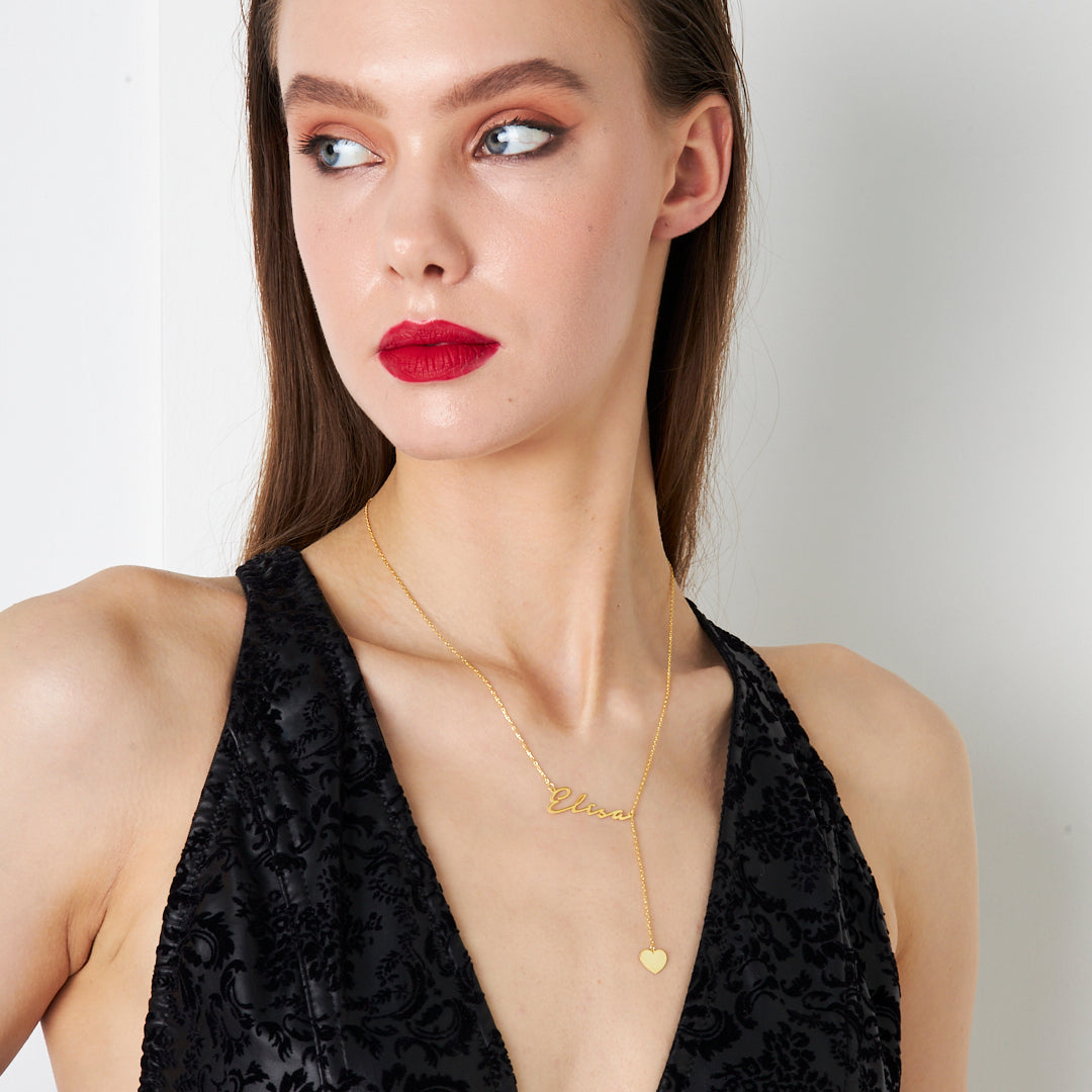 Heart-shaped Name Necklace - 925 Silver