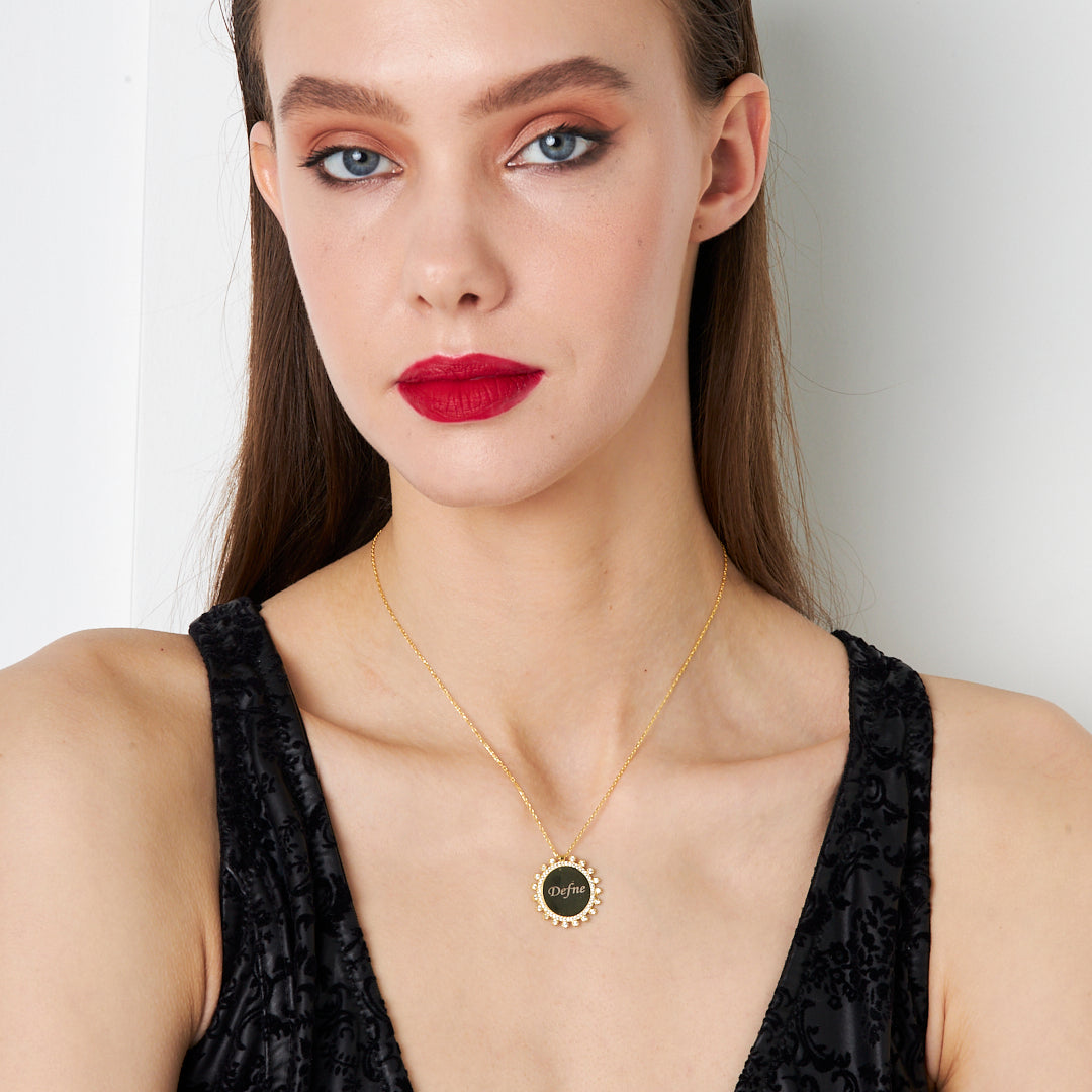 Name Necklace with Letter Stone - 925 Silver