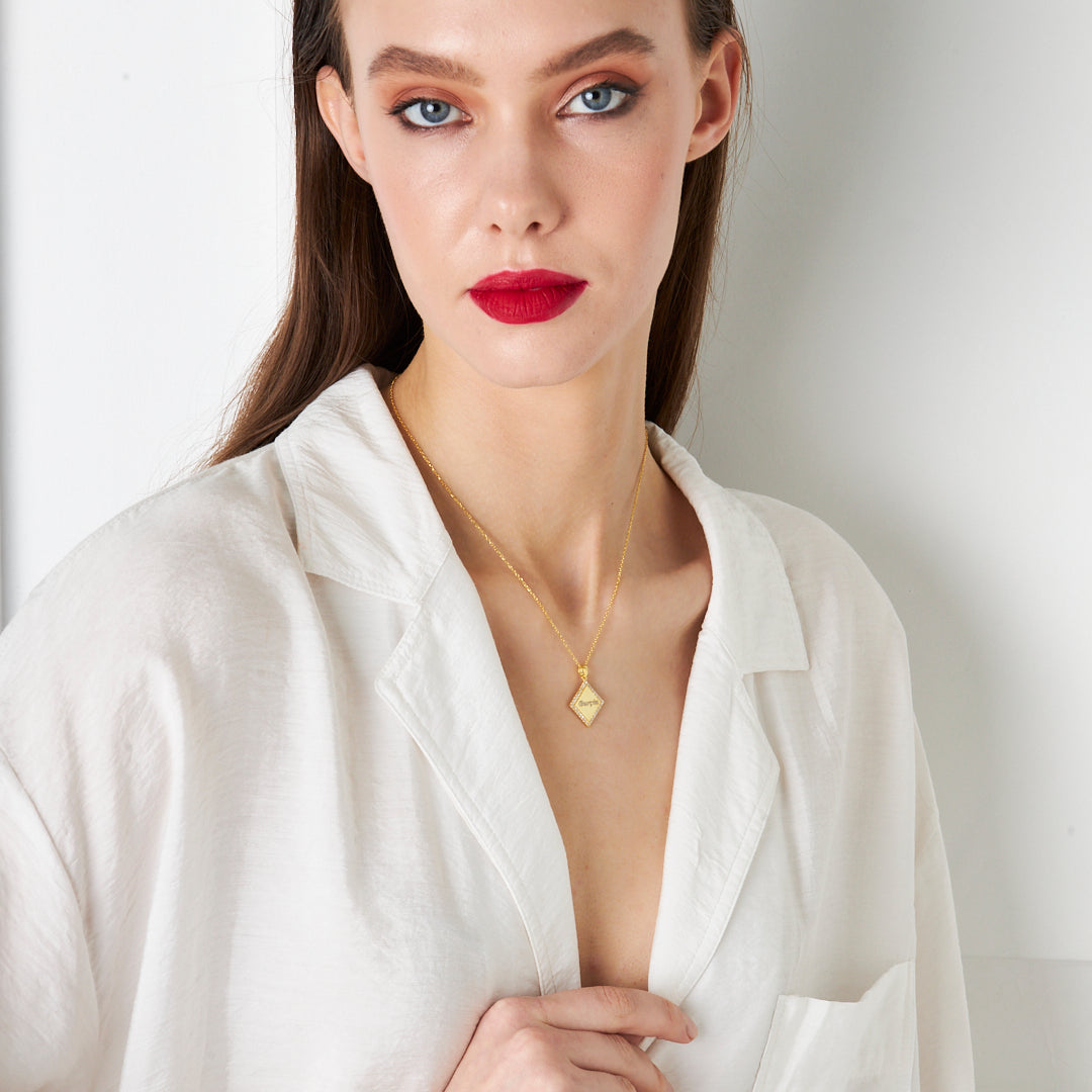 Diamond Necklace with Initials - 925 Silver