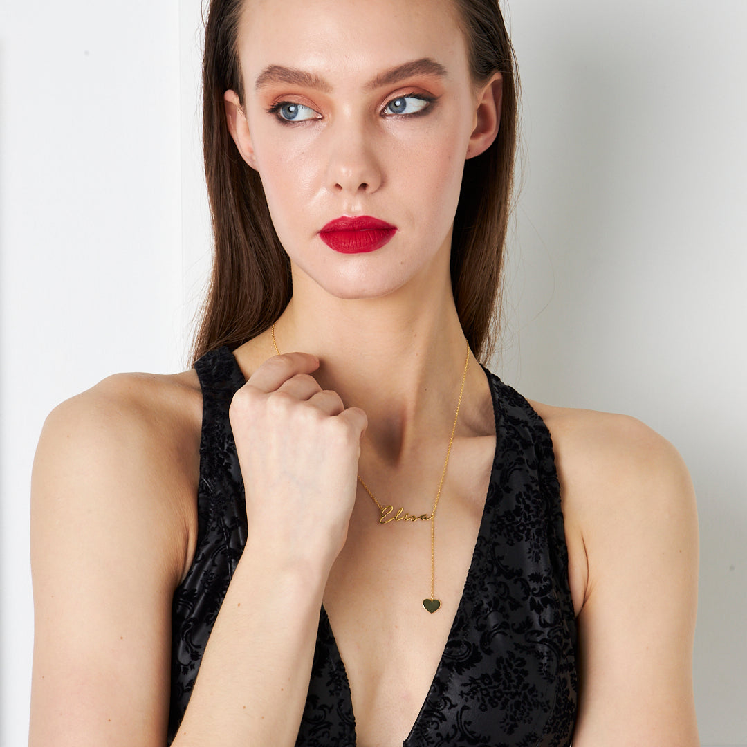 Heart-shaped Name Necklace - 925 Silver