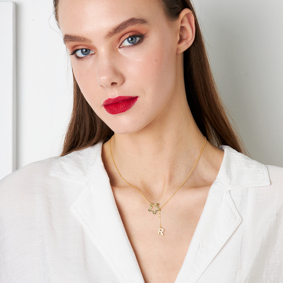 Star Letter Necklace - 925 Silver