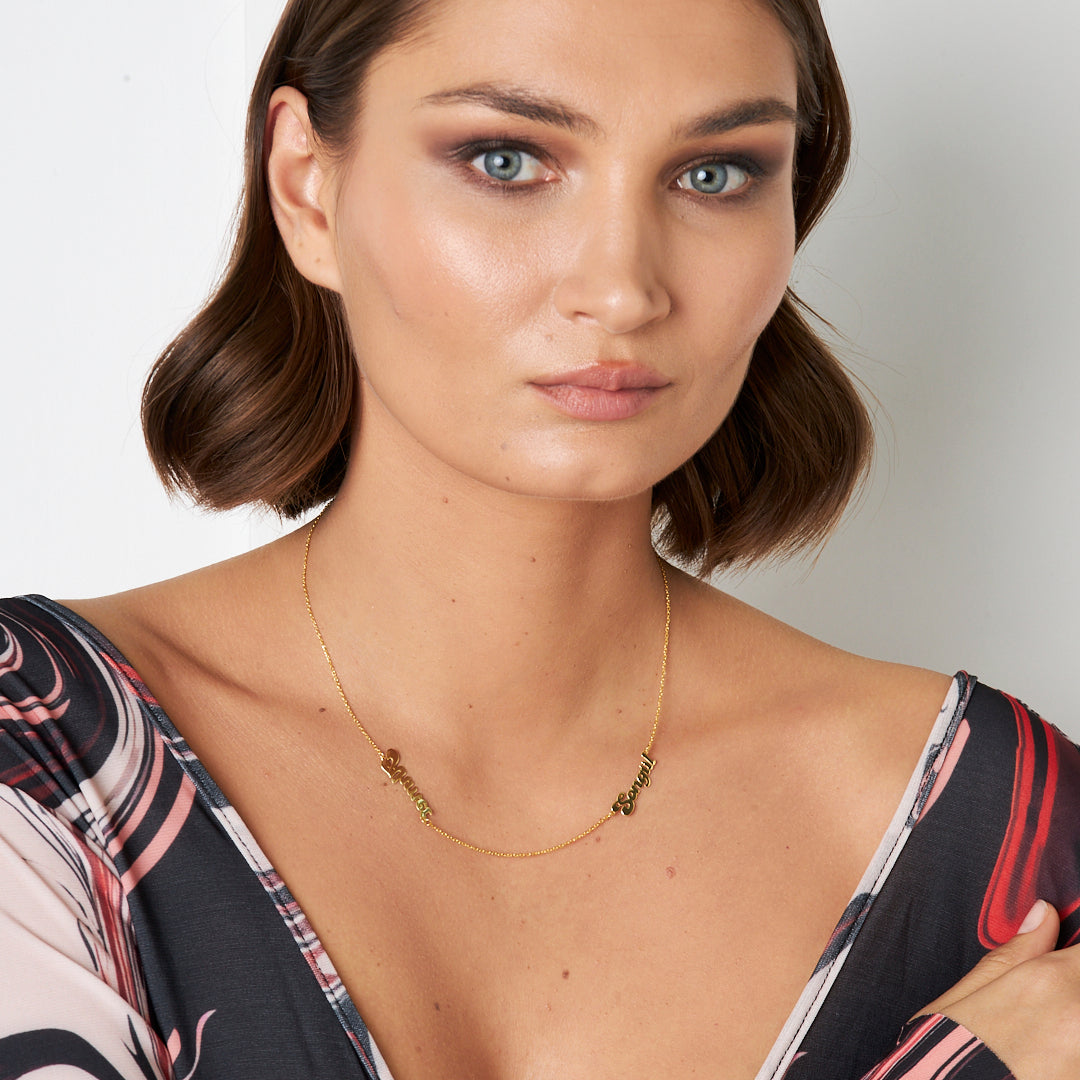 Two Name Family Necklace - 925 Silver