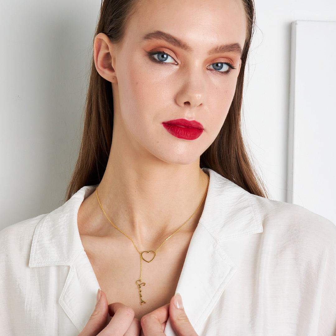 Heart Necklace Signature Name Necklace - 925 Silver