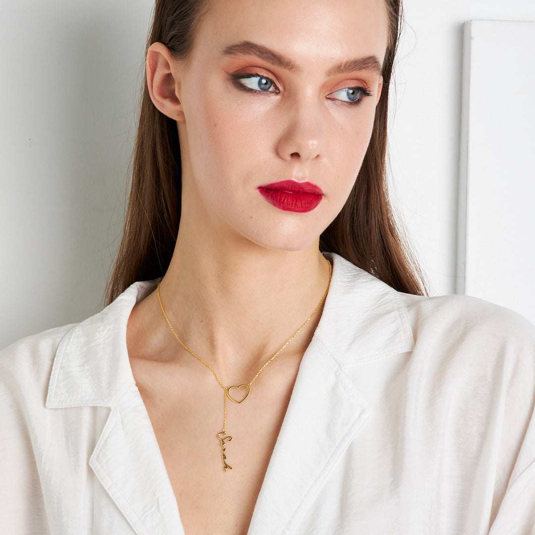 Heart Necklace Signature Name Necklace - 925 Silver