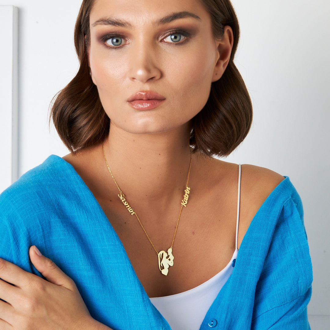 Mother and Baby Name Necklace - 925 Silver