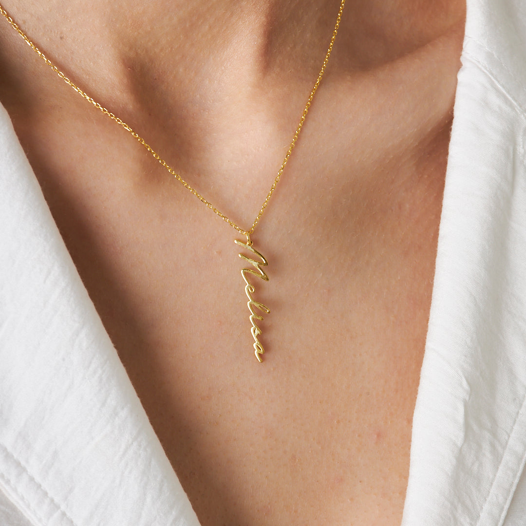 Vertical Name Necklace - 925 Silver