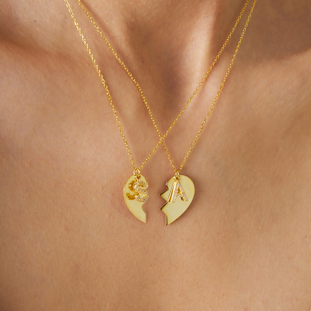 Two-Piece Necklace with Initials - 925 Silver