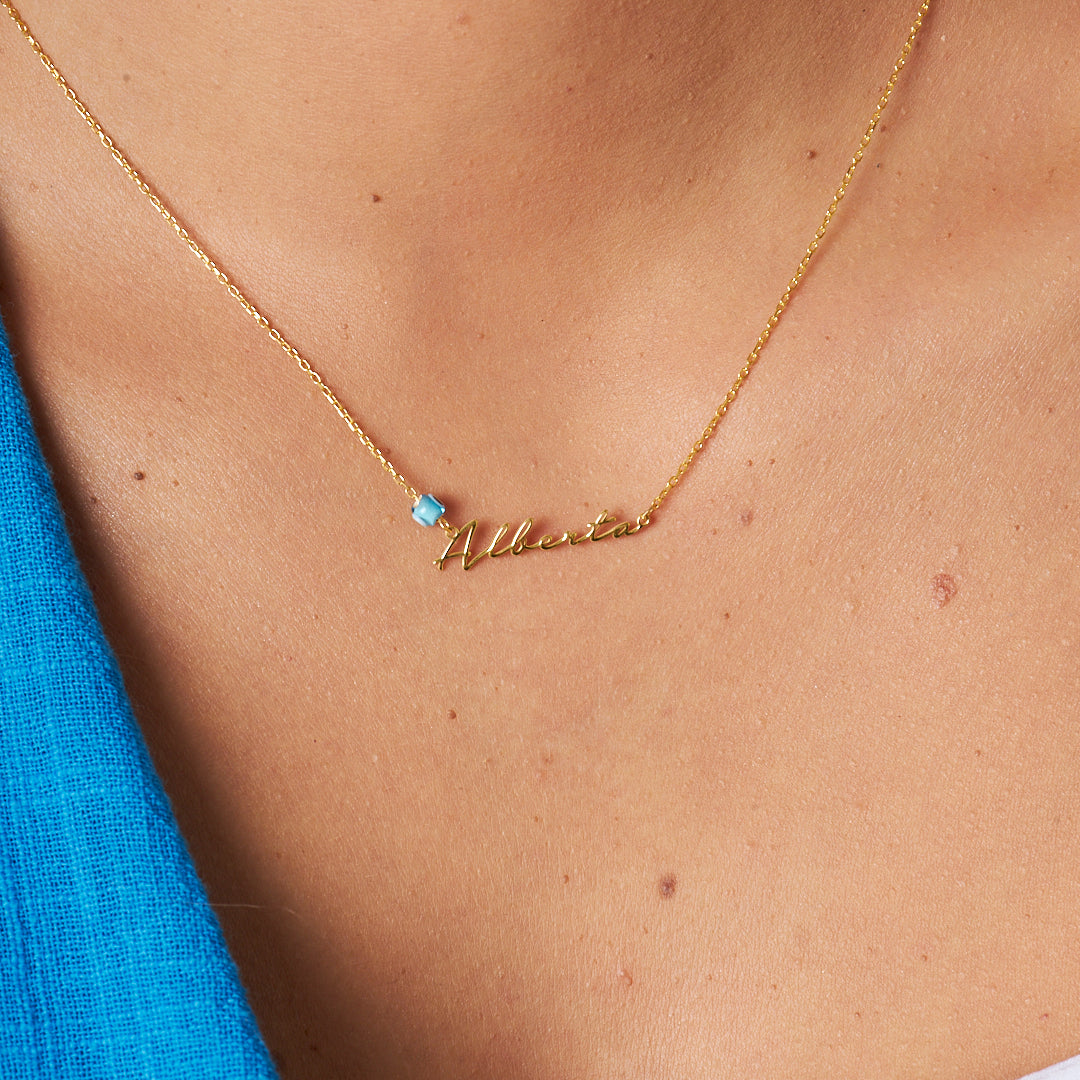 Evil Eye Simple Written Name Necklace - 925 SILVER