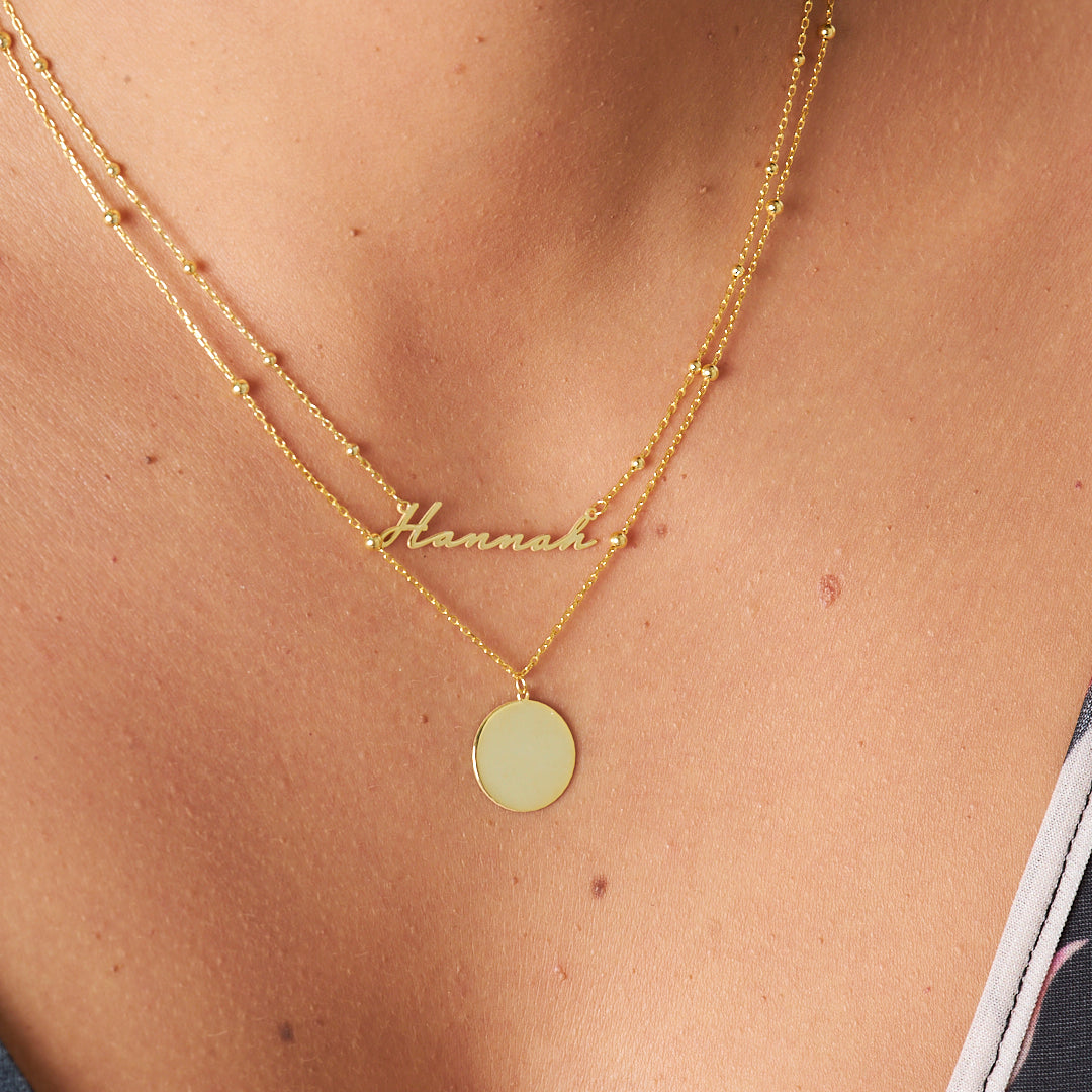 Vintage Name Plate Necklace - 925 Silver