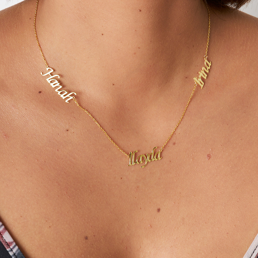Three Name Necklace - 925 Silver
