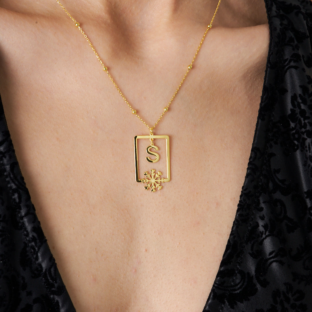 Snowflake Letter Necklace - 925 Silver