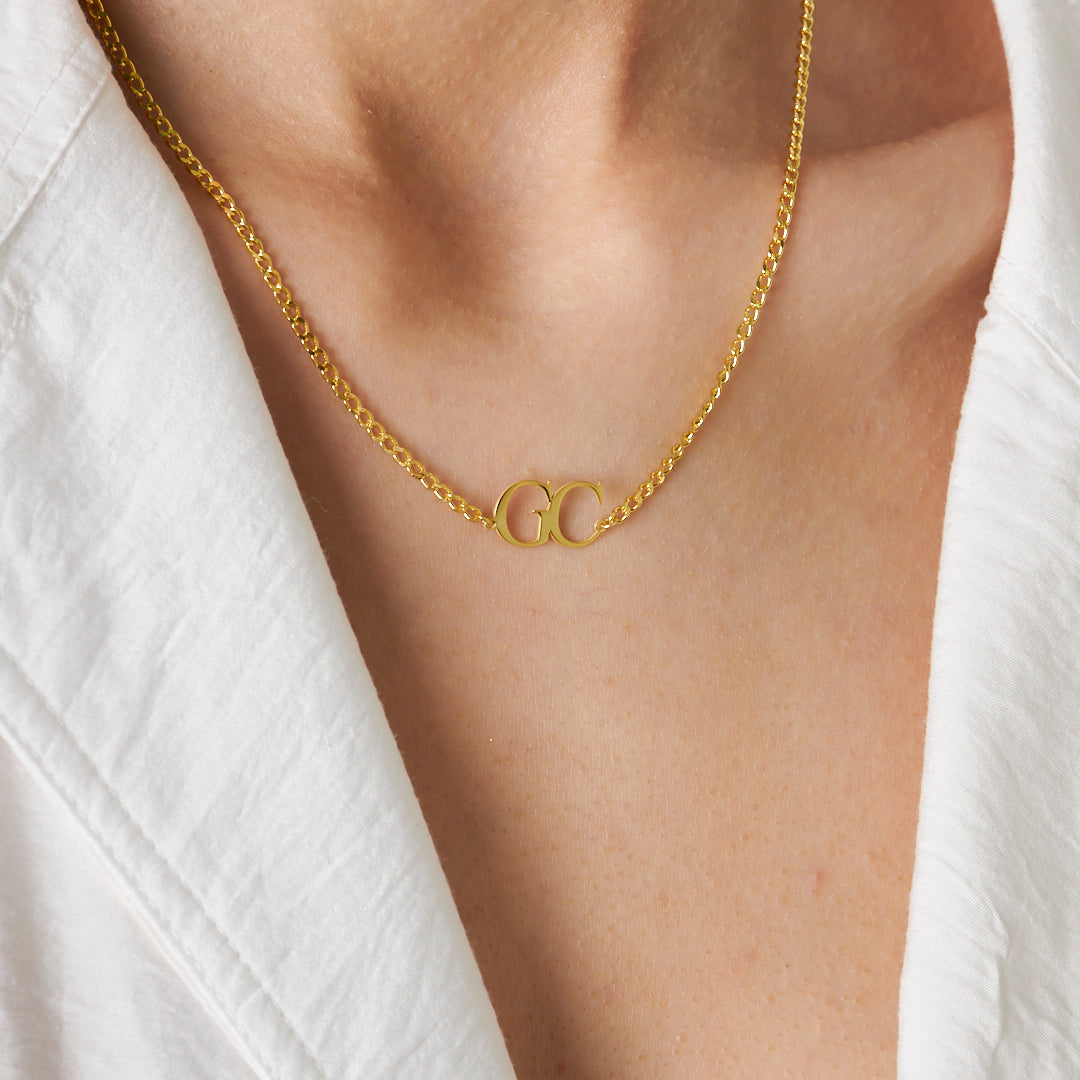 DOPPEL LIEBE BUCHSTABEN KETTE | 925 SILBER