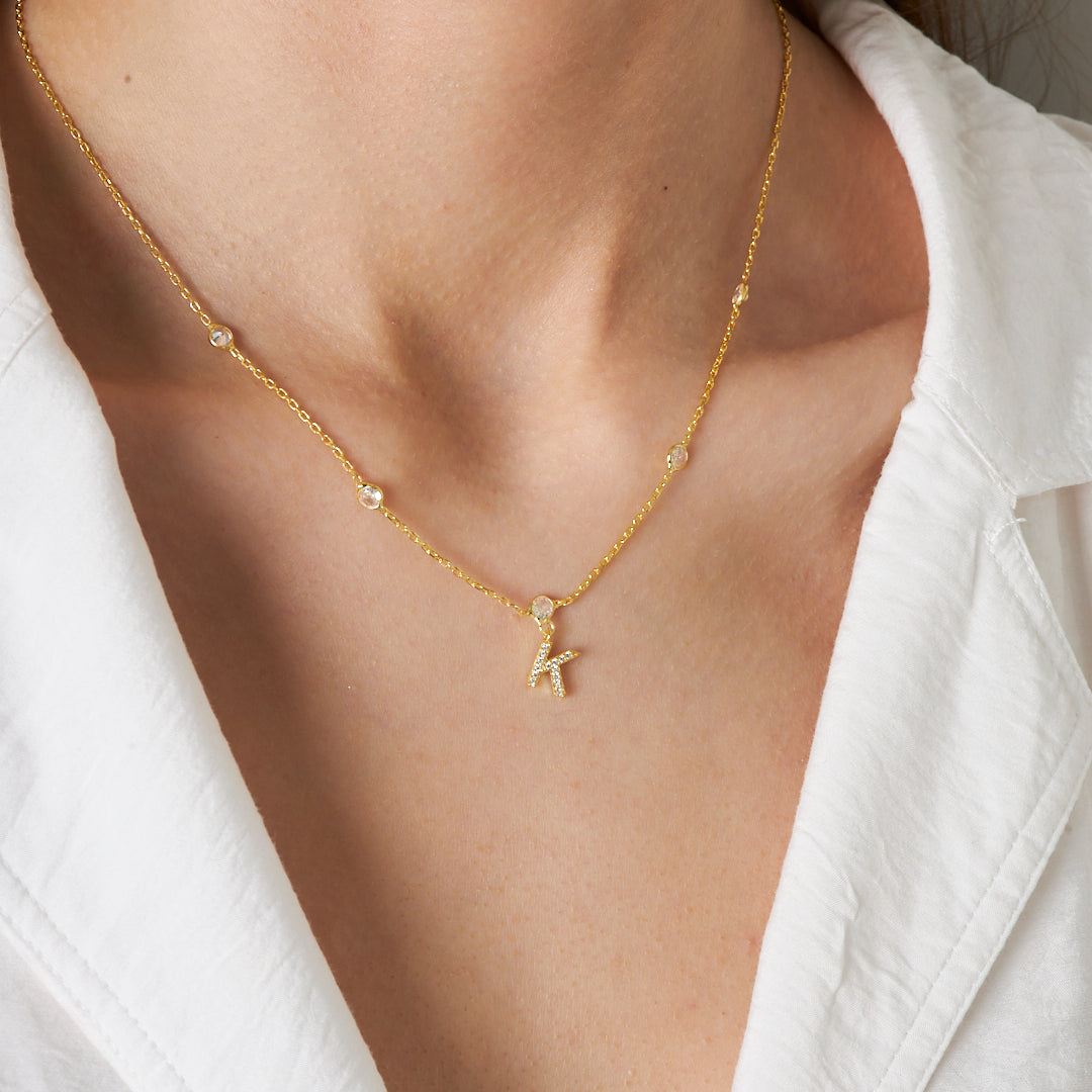 Seed Chain Letter Necklace - 925 SILVER