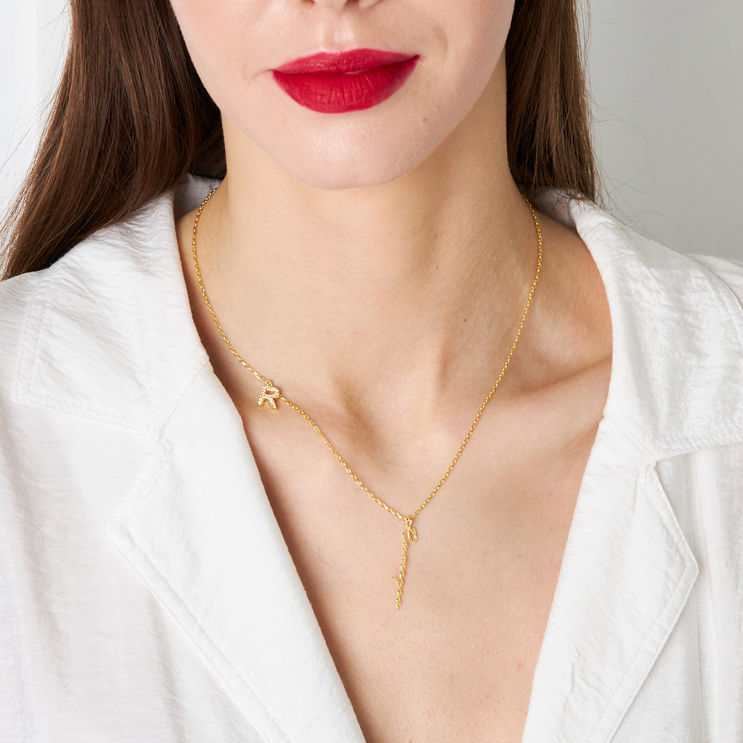 Name Initial Necklace - 925 Silver