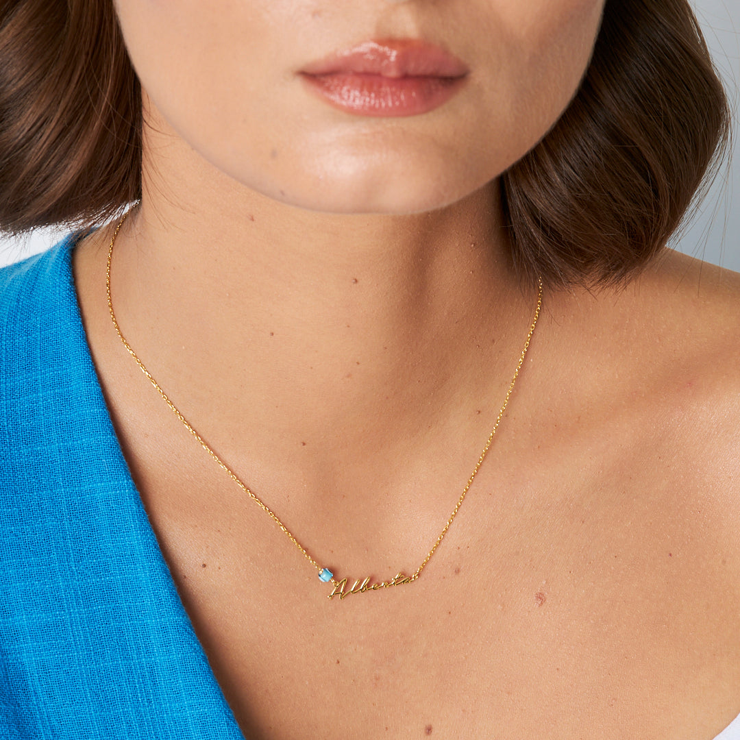 Evil Eye Simple Written Name Necklace - 925 SILVER