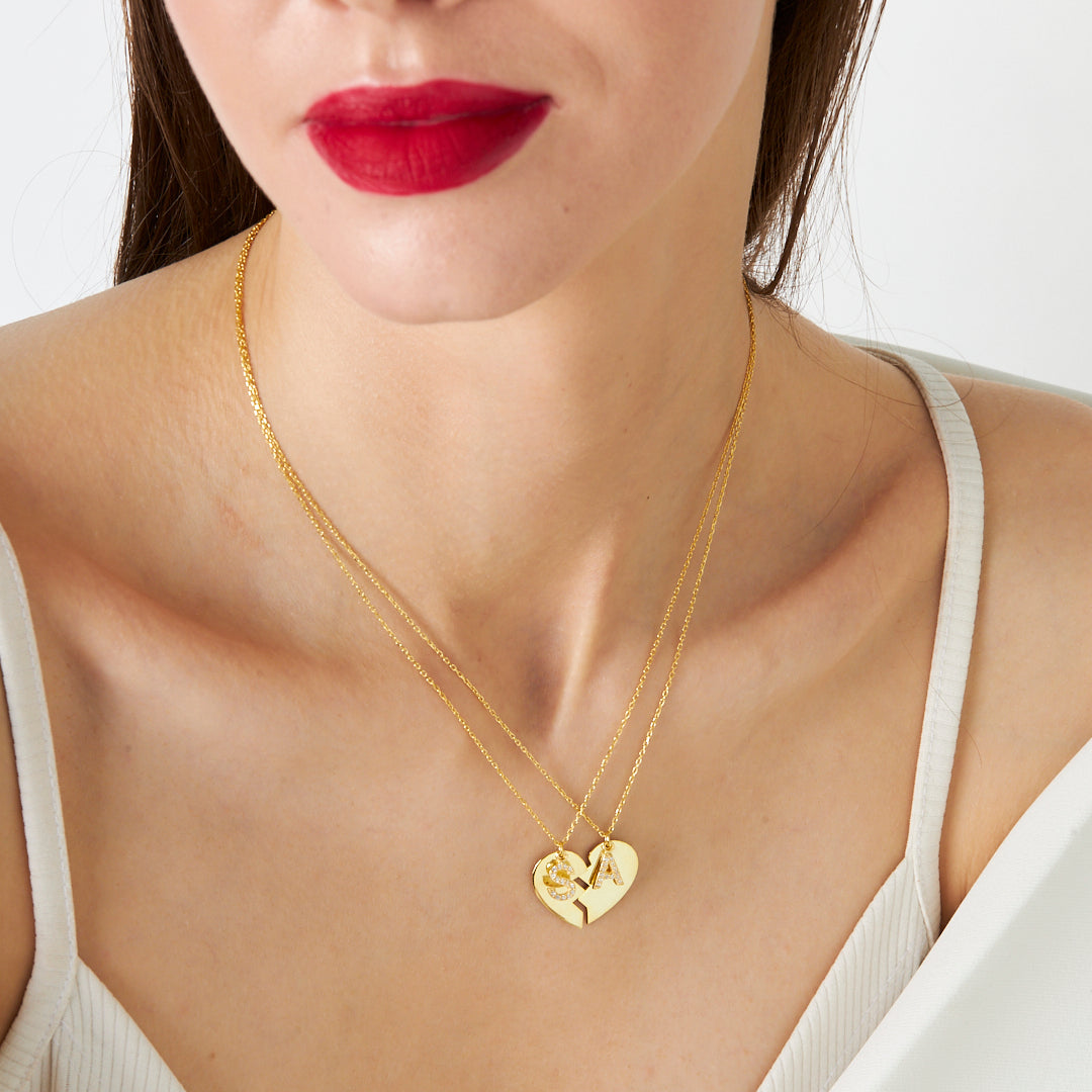 Two-Piece Necklace with Initials - 925 Silver